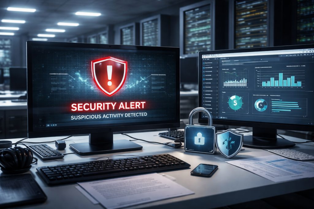 cybersecurity alert in data center