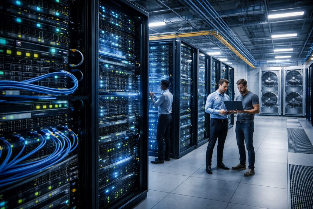 high tech data center in operation